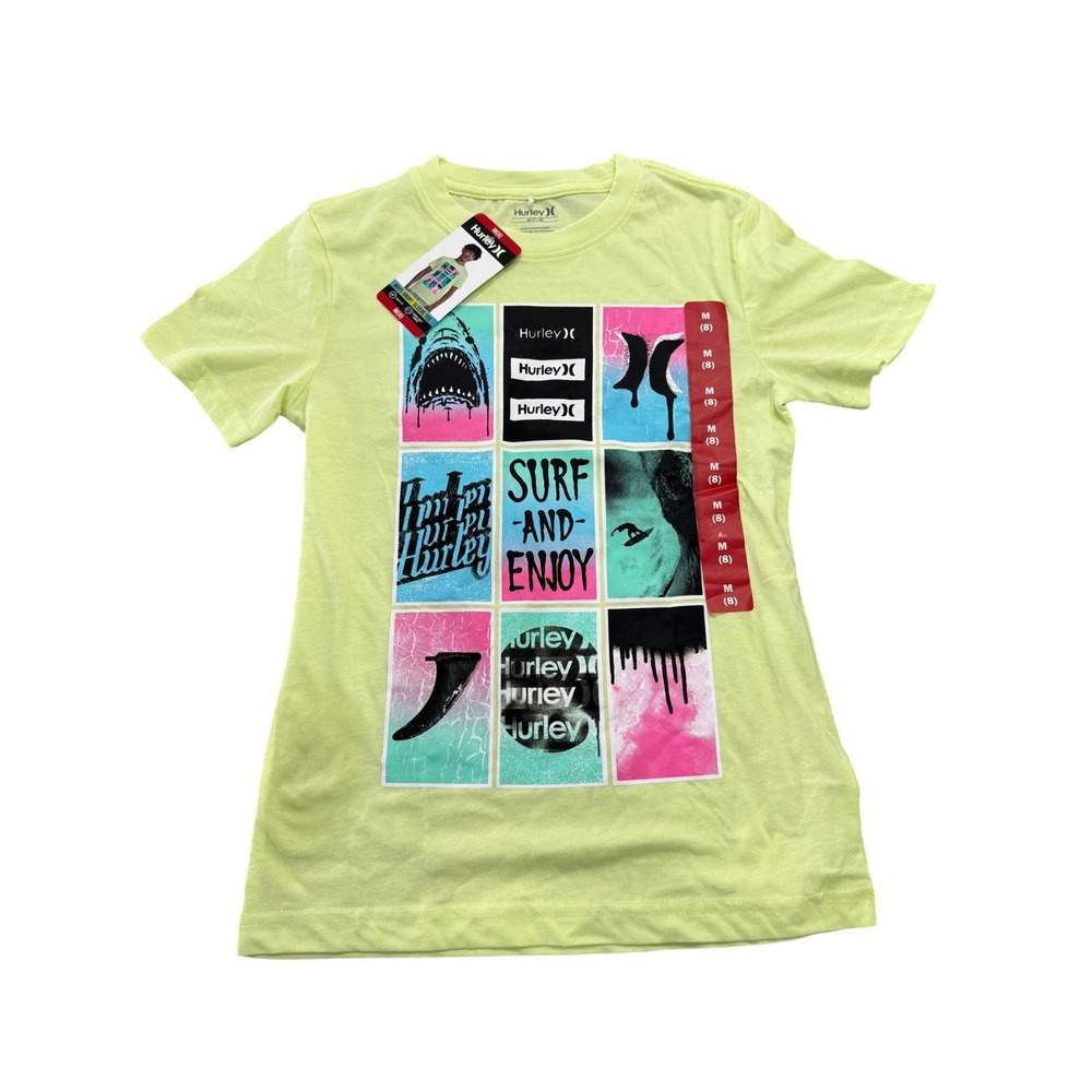 Hurley‎ Boys Cool Matcha Green Surf Graphic Short Sleeve T-Shirt Size M (8) NEW